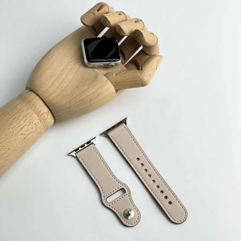 Кожаный ремешок Leather Rivet Clasp на Apple Watch 38/40/41mm Beige